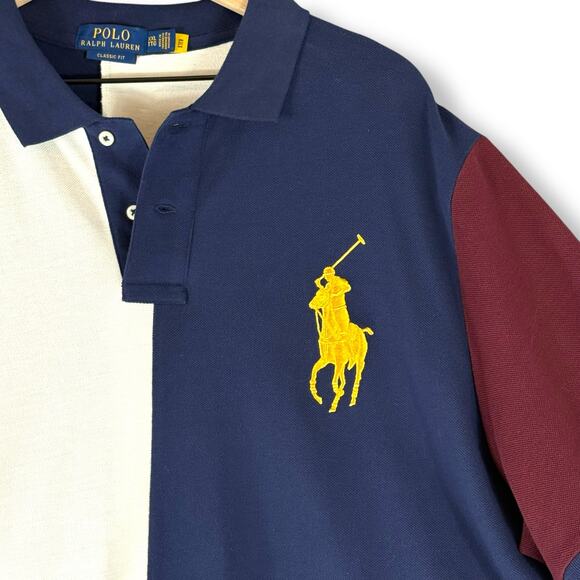 Polo Ralph Lauren Cotton Big Pony Mesh Polo Shirt Blokecore Colorblock XXL Rugby - Picture 3 of 10